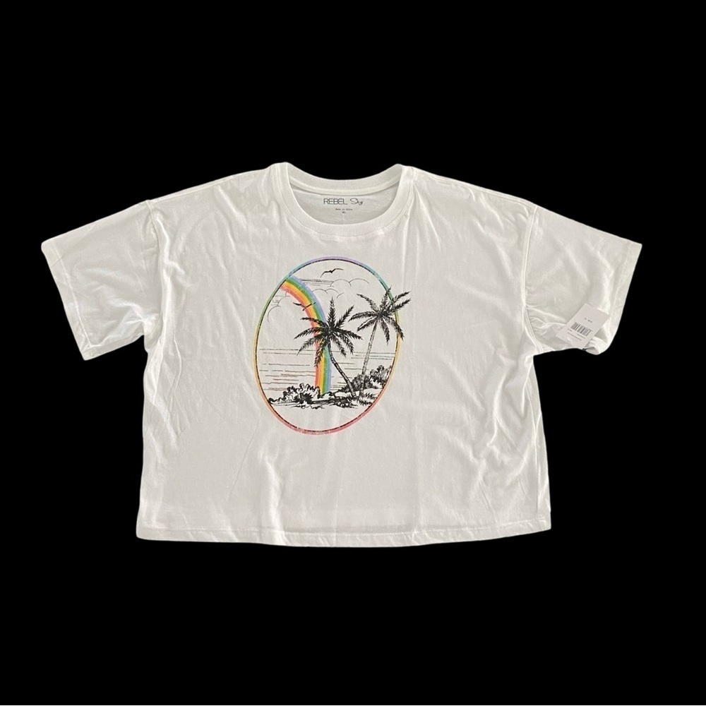 Rebel Sky Palm Tree Crop Top T-Shirt NWT Size XL